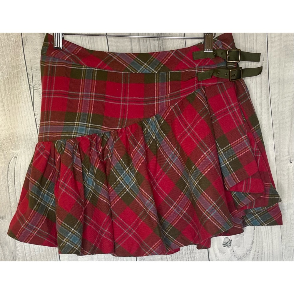 Ralph Lauren Blue Label Plaid Tartan Wrap Skirt Flannel Academia Girl’s Sz 16